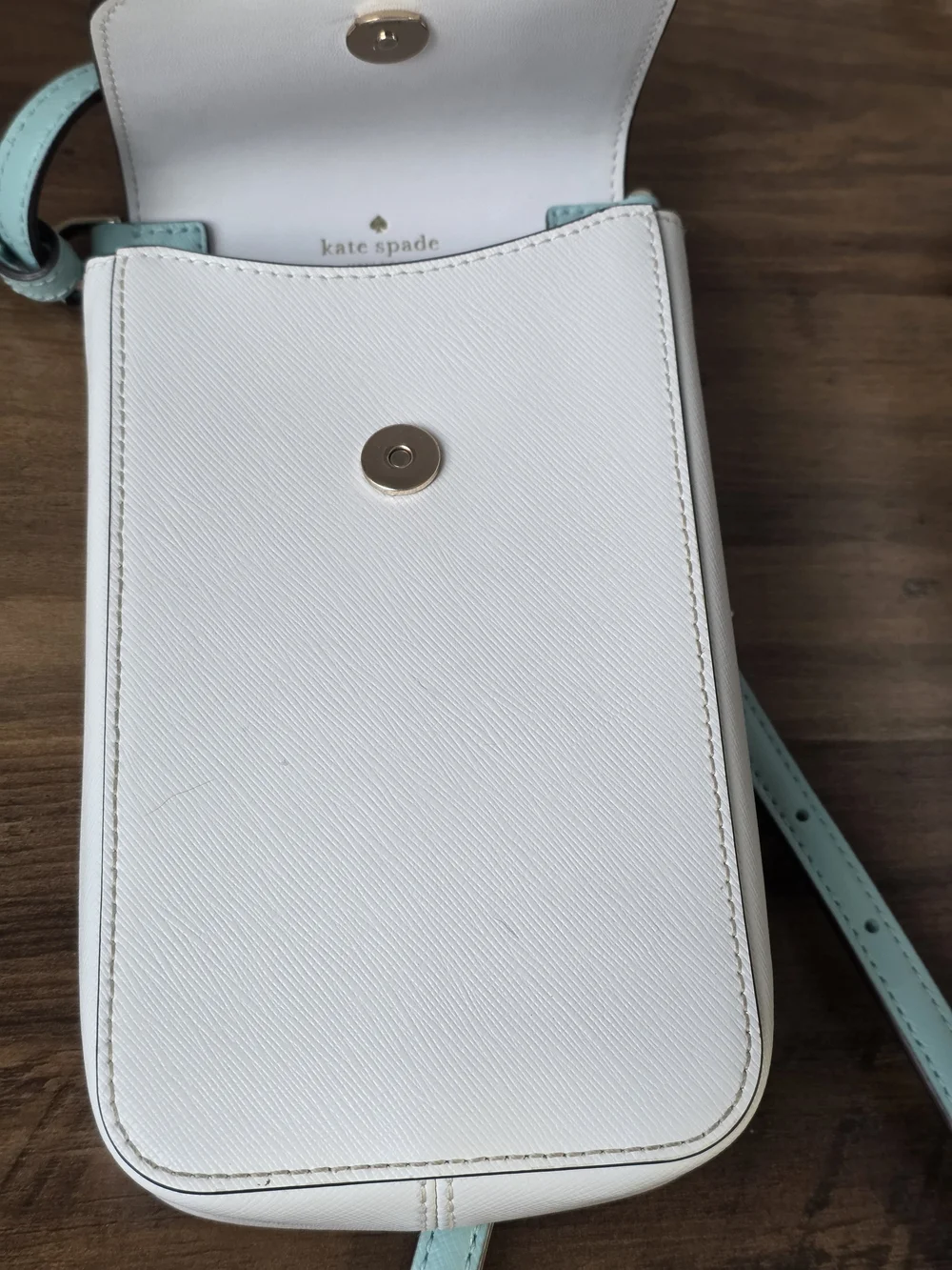 Kate Spade New York Cameron phone crossbody in a light blue and white colorblock